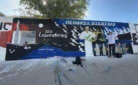Presentan mural Memoria, Dignidad y Justicia por 386