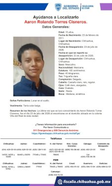 Desaparece jovencito en colonia Villa del Real