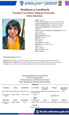 Desaparece jovencita en la colonia Cafetales 