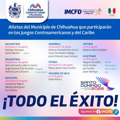 Compiten 18 chihuahuenses en Juegos Centroamericanos y del Caribe