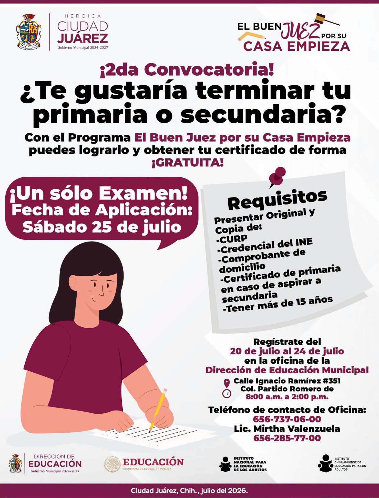 Exhortan a acreditar primaria o secundaria con evaluación única