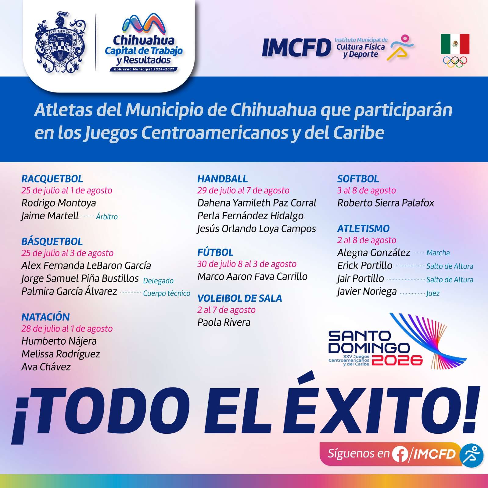 Compiten 18 chihuahuenses en Juegos Centroamericanos y del Caribe
