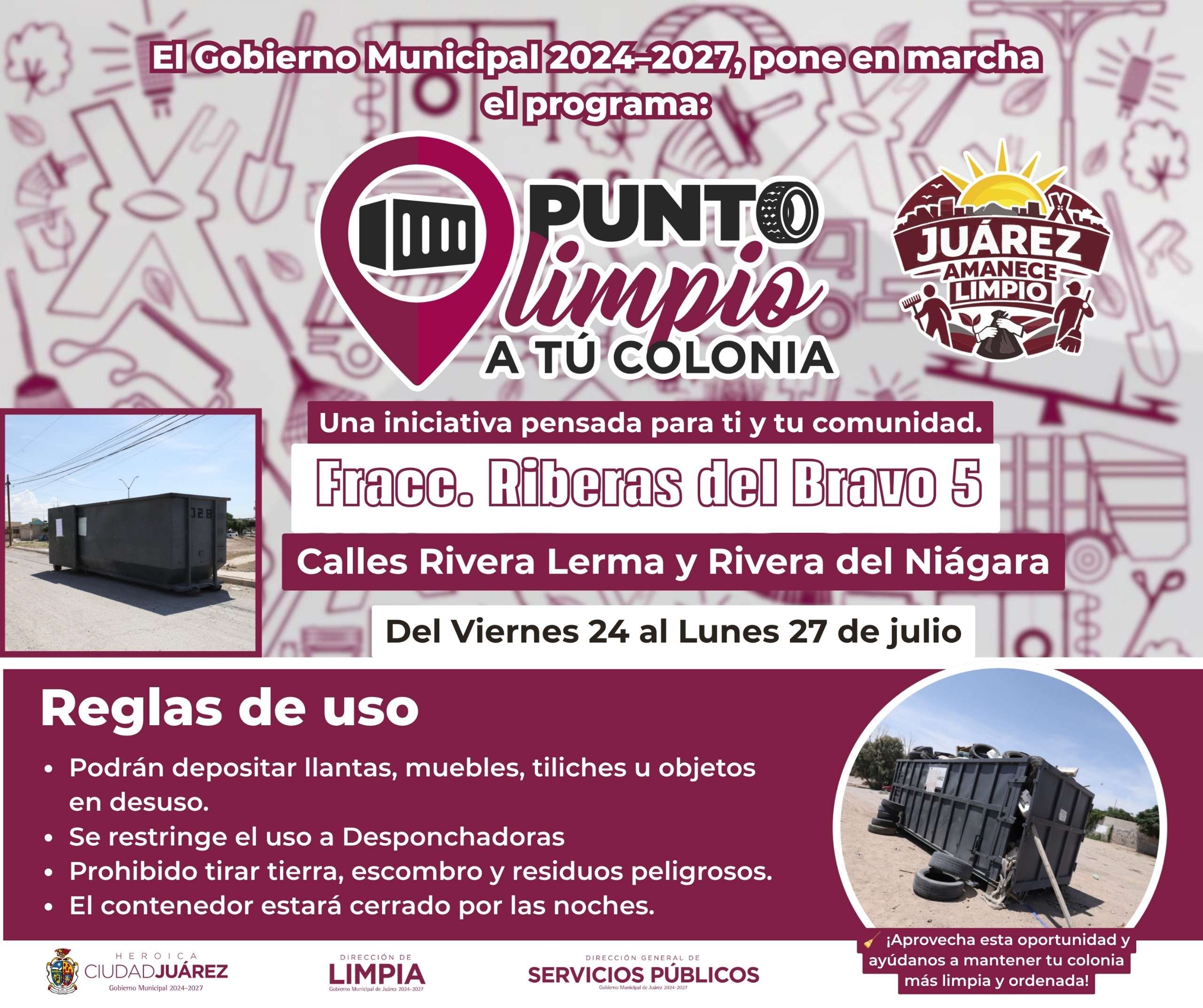 Colocan puntos limpios en Riveras del Bravo