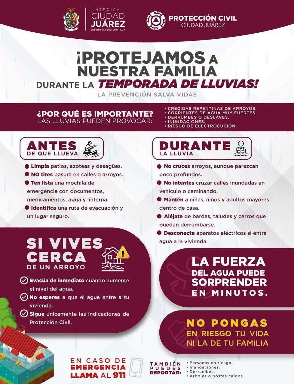 Difunden medidas preventivas por temporada de lluvias