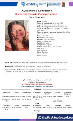 Desaparece mujer de 25 años en la colonia Los Cuarteles
