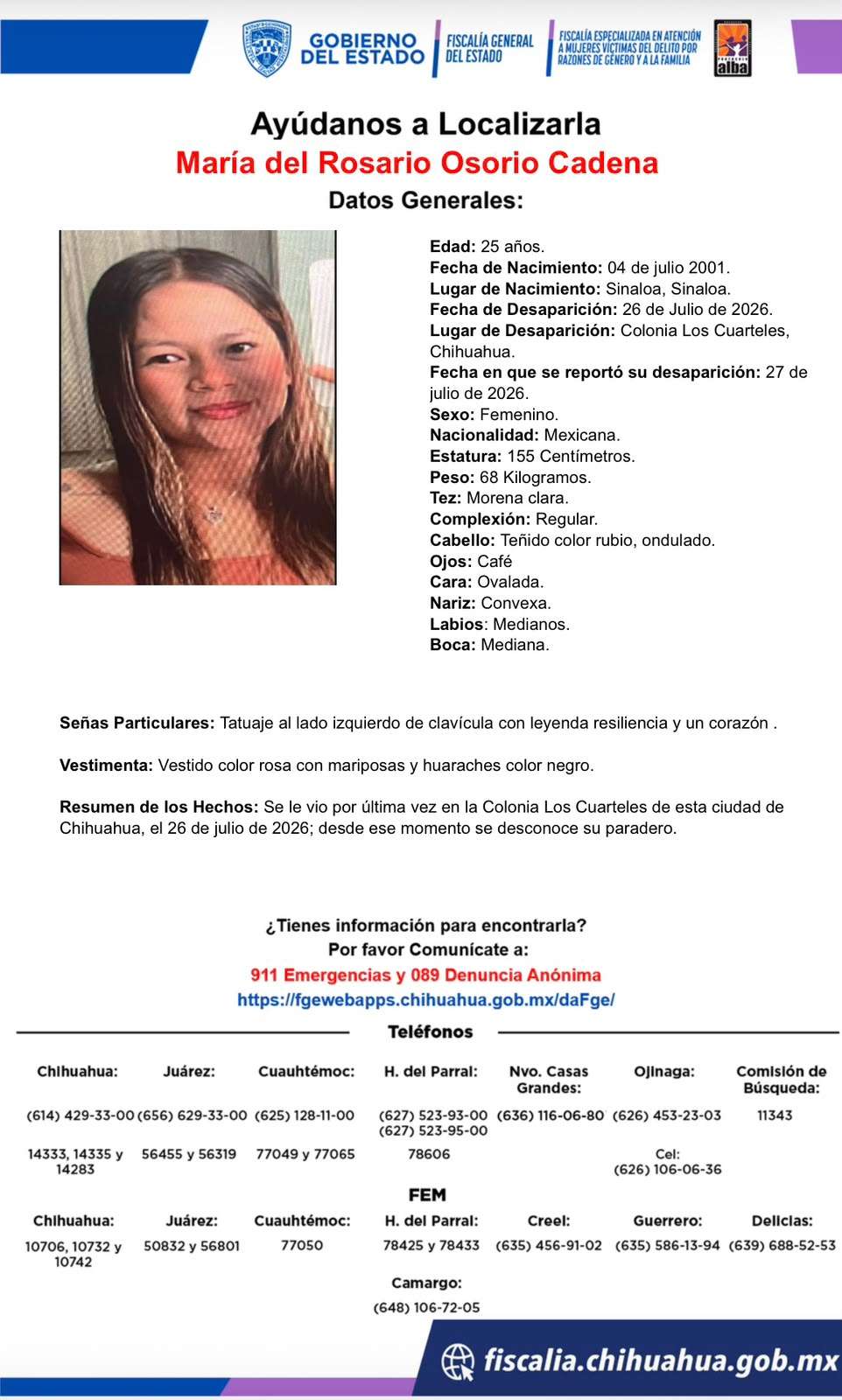 Desaparece mujer de 25 años en la colonia Los Cuarteles