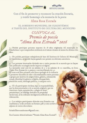 Convocan al premio de poesía Alma Rosa Estrada en Cuauhtémoc