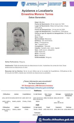 Buscan a mujer desaparecida en Cuauhtémoc