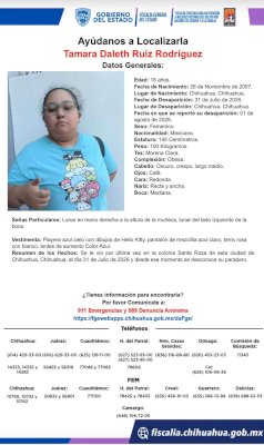 Buscan a jovencita de 18 años desaparecida en la Santa Rosa