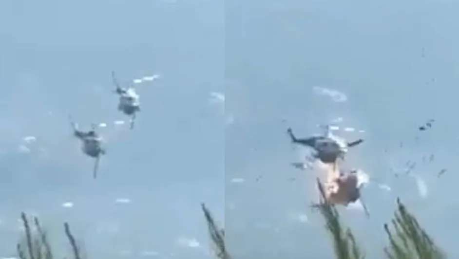 Chocan dos helicópteros mientras combatían un incendio en Grecia