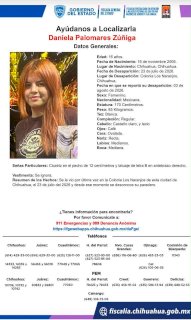 Piden ayuda para encontrar a menor desaparecida en Los Naranjos