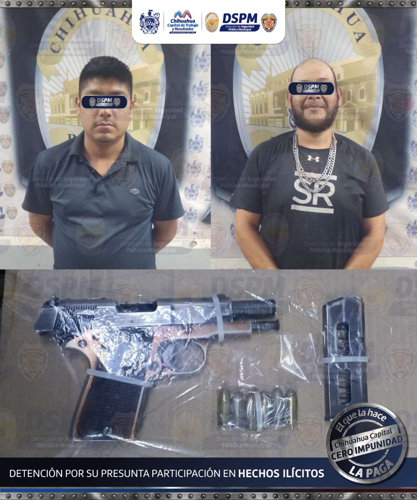 Detienen a dos con arma de fuego al sur de la ciudad

