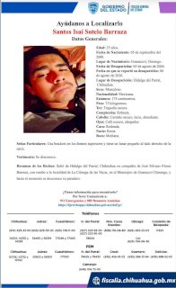 Desaparece Santos Isaí rumbo a La Ciénega de las Vacas