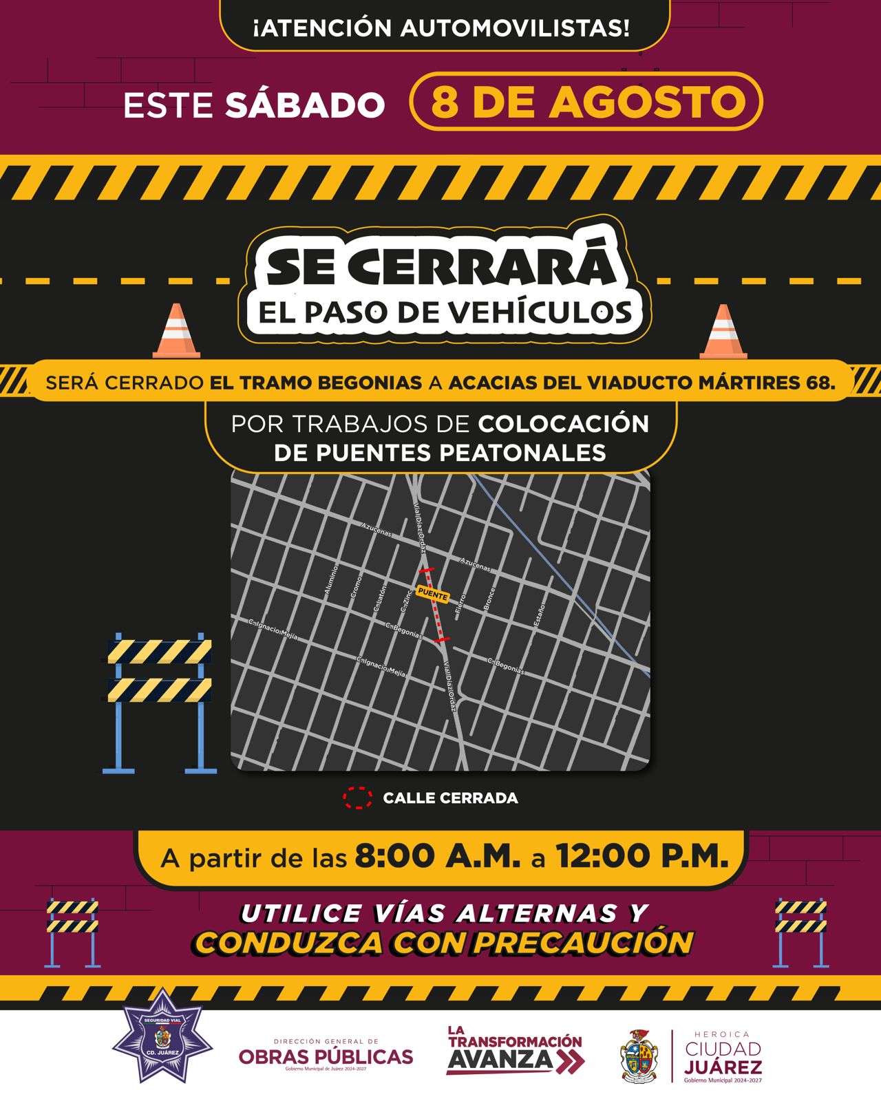 Cierran hoy el viaducto Mártires de Tlatelolco por colocación de puentes