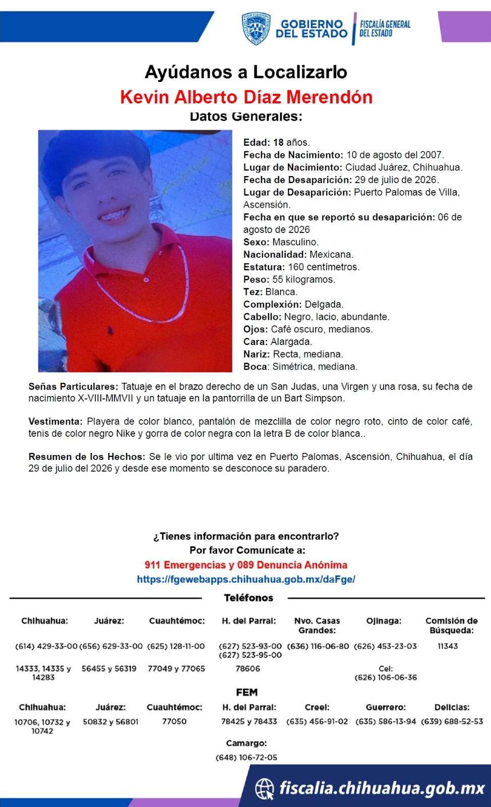 Continúa búsqueda de Kevin Díaz en Puerto Palomas