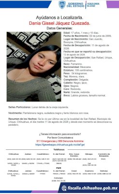 Desaparece jovencita en la localidad de San Rafael
