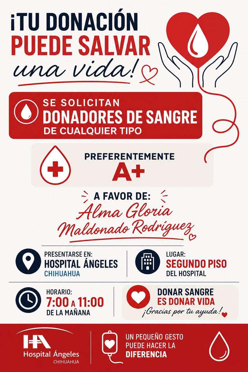 Solicitan donadores de sangre para Alma Gloria Maldonado Rodríguez