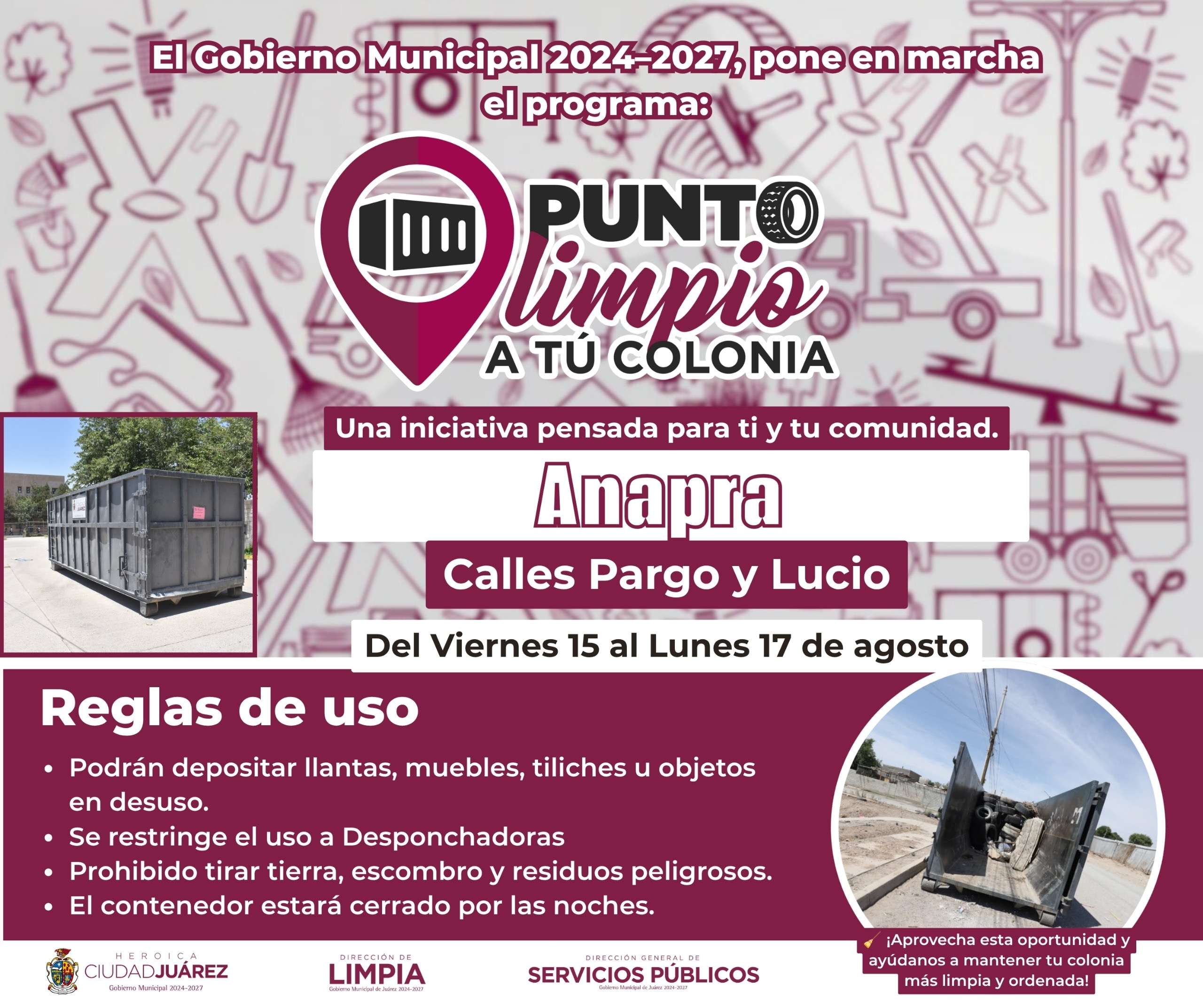 Colocan puntos limpios en colonias del poniente