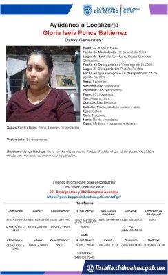 Desaparece mujer embarazada originaria de Nuevo Casas Grandes