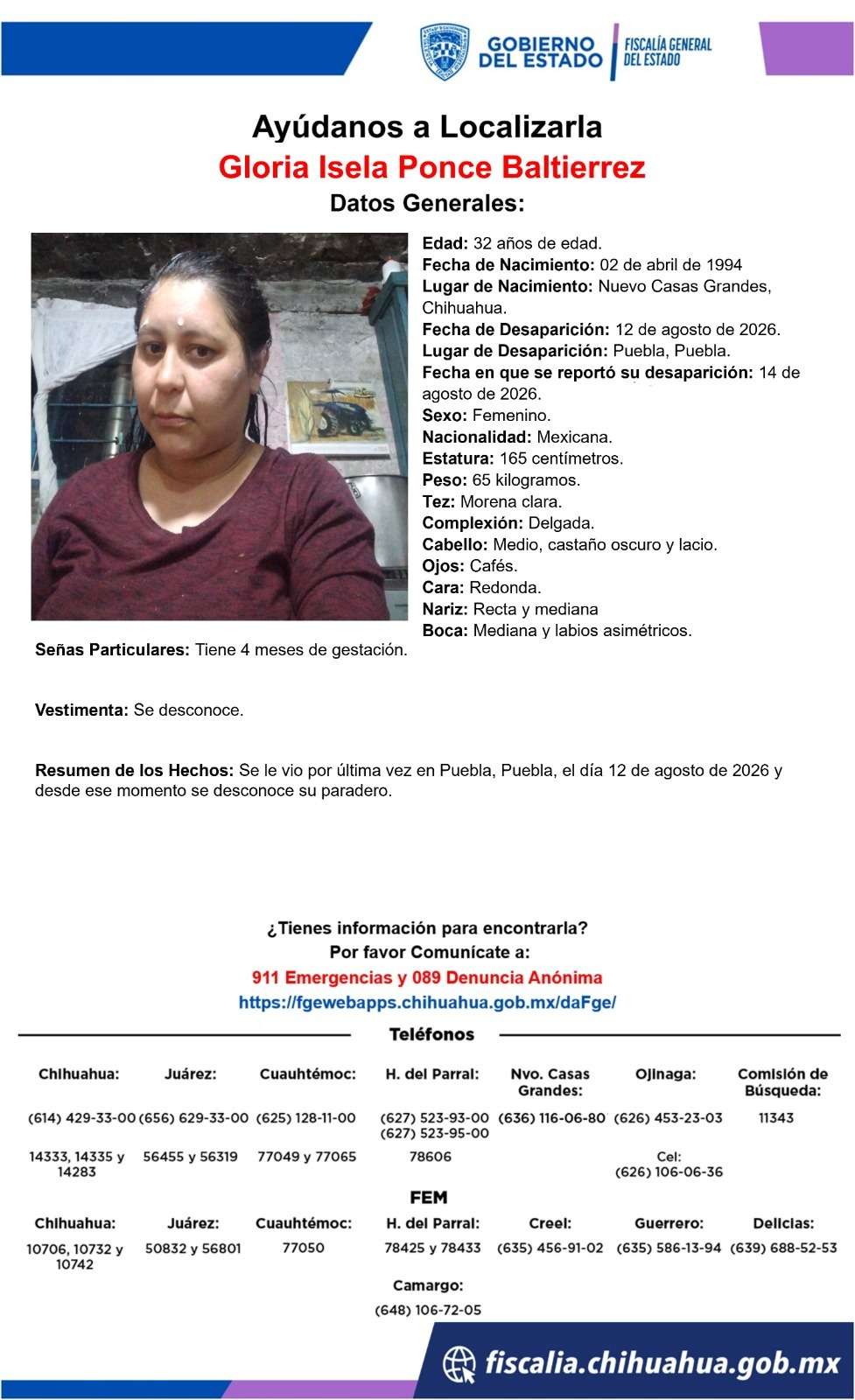 Desaparece mujer embarazada originaria de Nuevo Casas Grandes