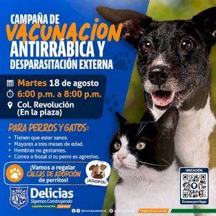 Alistan campaña de vacunación y desparasitación en Delicias 