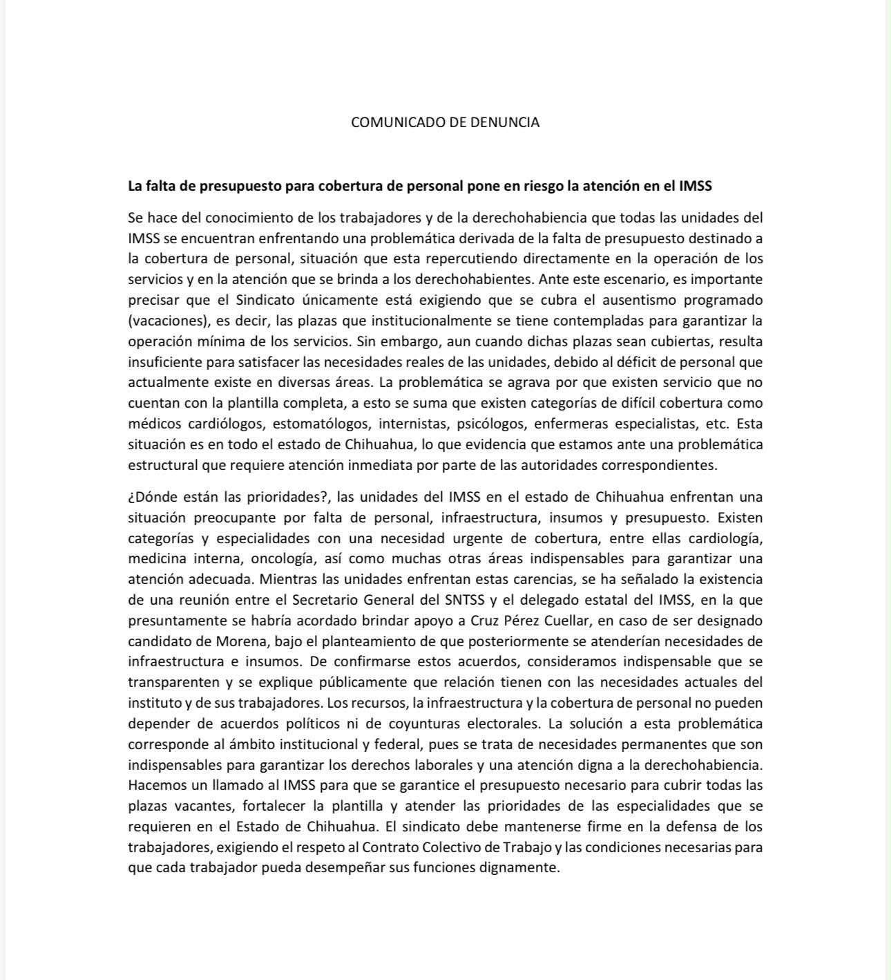 Pide PAN investigar presuntos acuerdos políticos en el IMSS