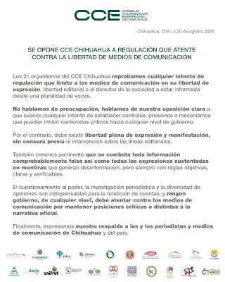Se opone CCE a regulación que atente contra la libertad de expresión 