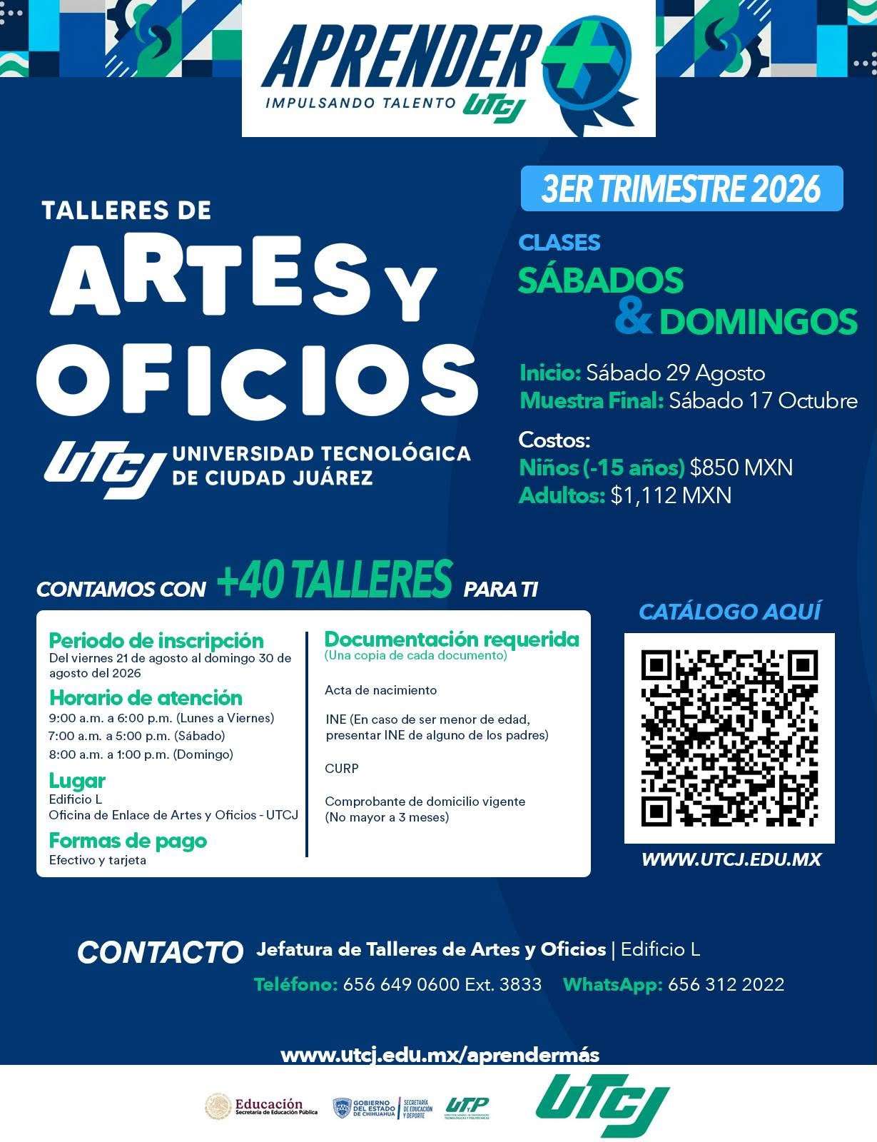 Ofrece UTCJ más de 40 talleres de Artes y Oficios para todas las edades 