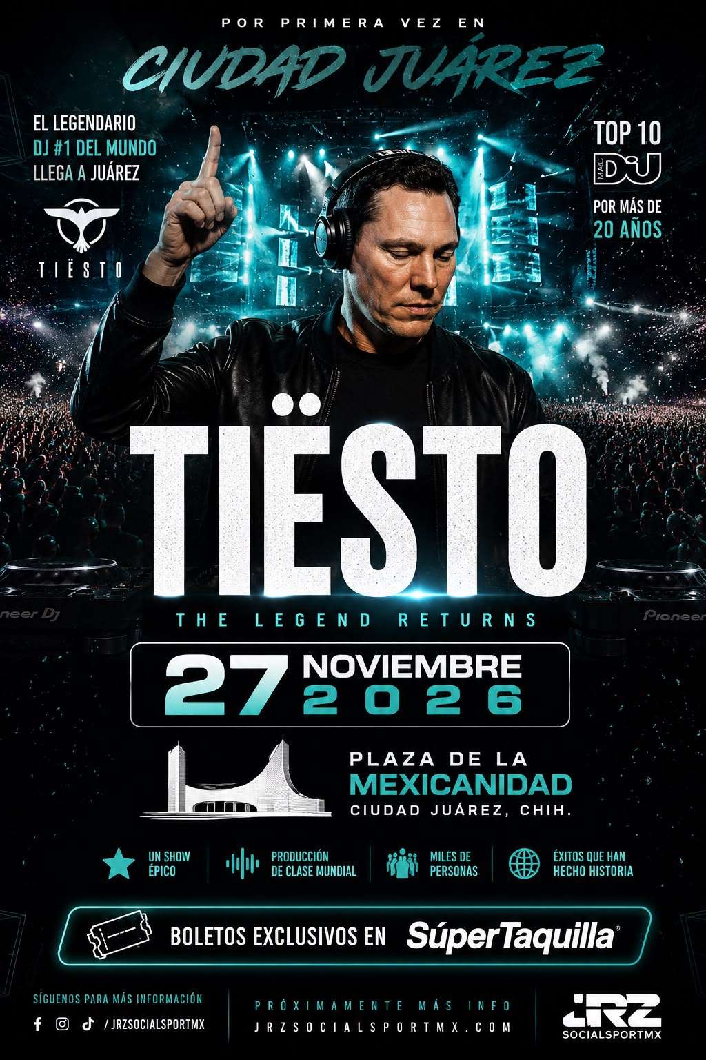 Ofrecerá Tiesto concierto en Plaza de la Mexicanidad 