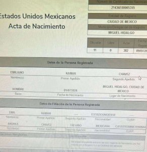 Surgen dudas por ingreso a EU del bebé de Andrea Chávez