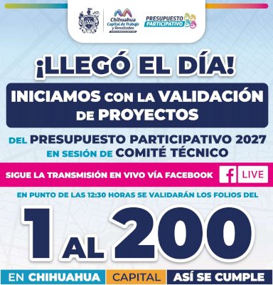 Iniciarán validación de proyectos del Presupuesto Participativo 2027 