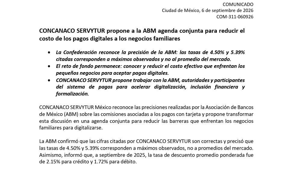 Propone Concanaco trabajar con ABM para reducir costos de pagos digitales