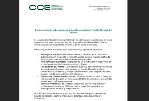 Respalda CCE autonomía de FGE; propone blindarla de intereses políticos 