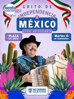 Invita a los festejos por Aniversario del Grito de Independencia 
