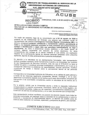 Pide Stsuach que Rectoría investigue señalamientos de acoso