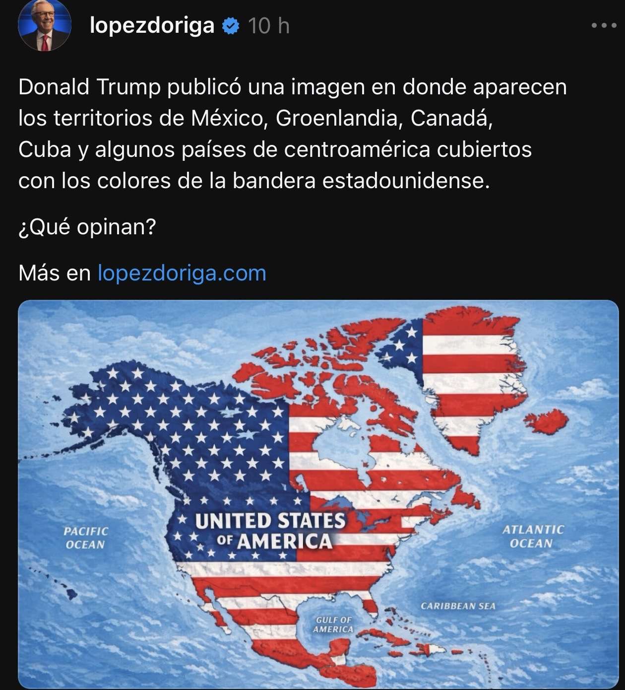 Publica Trump mapa unificado de Norteamérica y genera críticas 