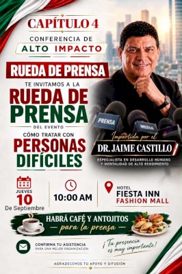 Presentará Jaime Castillo conferencia Cómo tratar con personas difíciles