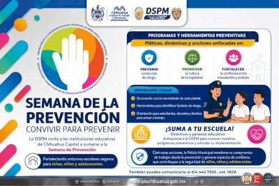 Invita Dspm a escuelas a sumarse a la Semana de Prevención 