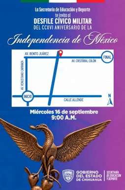 Anuncian ruta del desfile cívico militar del 16 de septiembre 