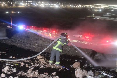 Controlan incendio en celda del relleno sanitario 