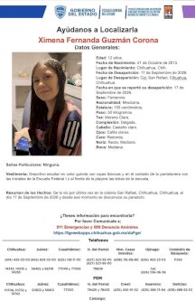 Buscan a menor de 12 años desaparecida en la colonia San Rafael