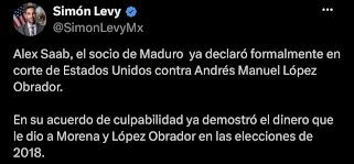 Afirma Levy que Alex Saab declaró financiamiento a Morena y AMLO  