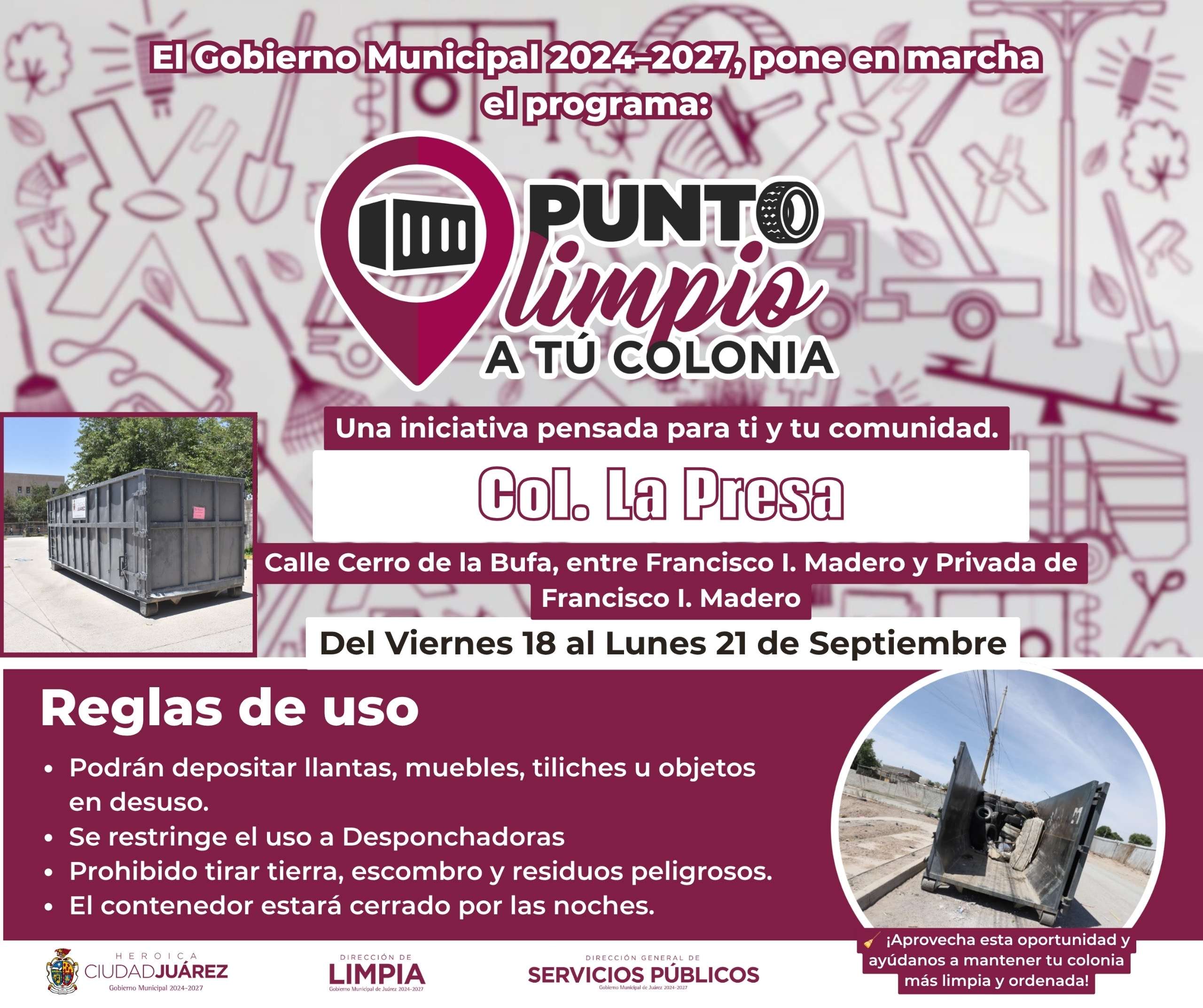 Colocan nuevos puntos limpios en colonias