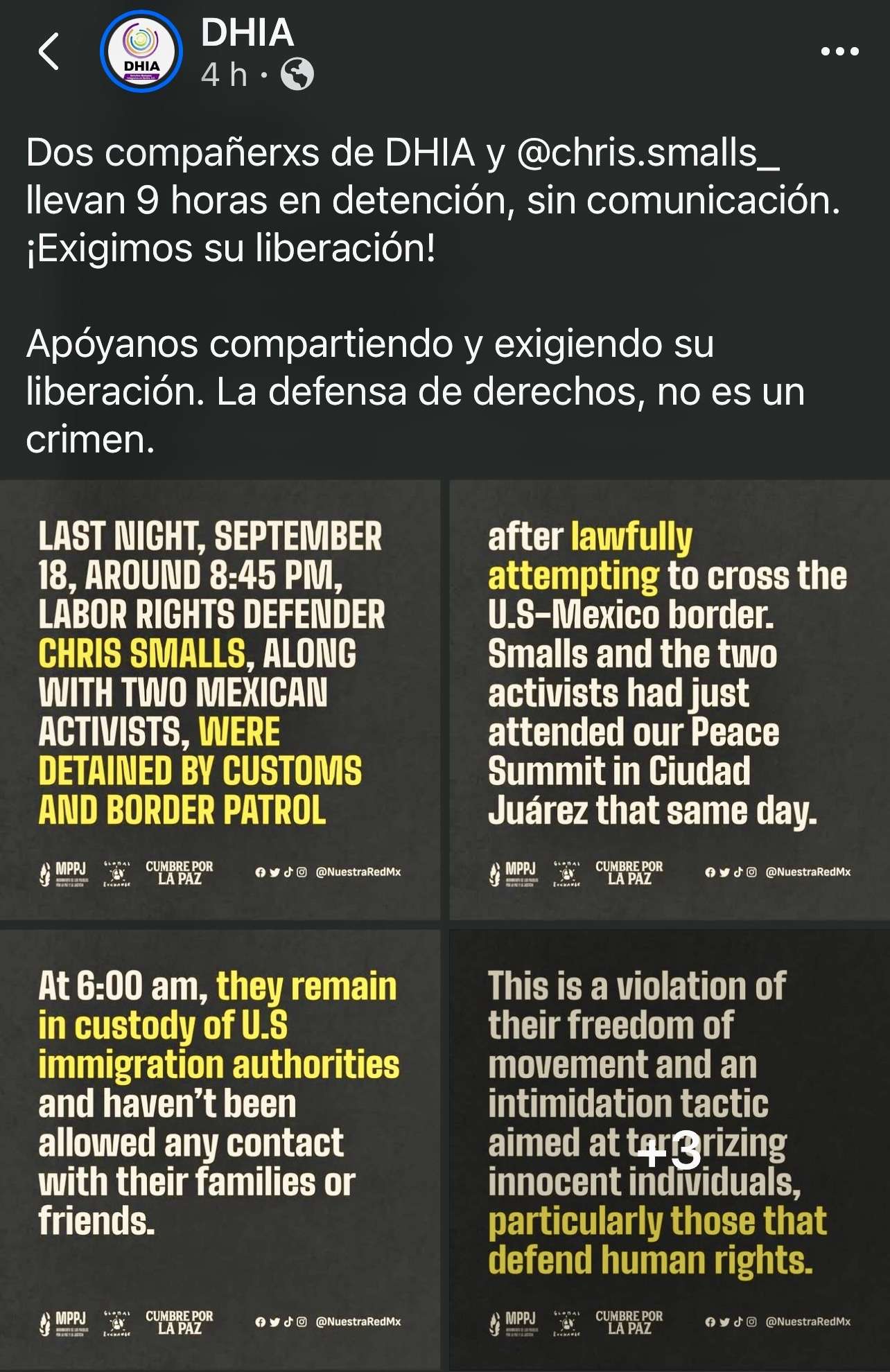 Denuncian detención e incomunicación de activistas de DHIA