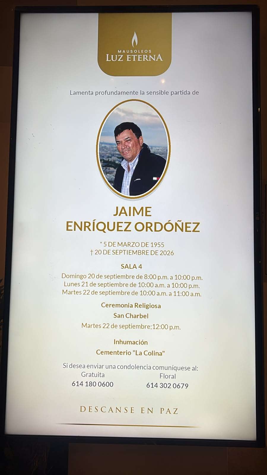 Dan último adiós a Jaime Enríquez Ordóñez en Mausoleos
