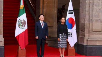 Recibe Sheinbaum a presidente de Corea del Sur en Palacio Nacional 