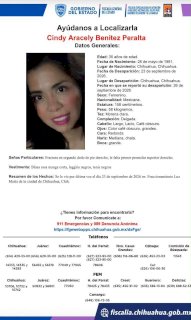 Solicitan apoyo para localizar a Cindy Aracely Benítez Peralta
