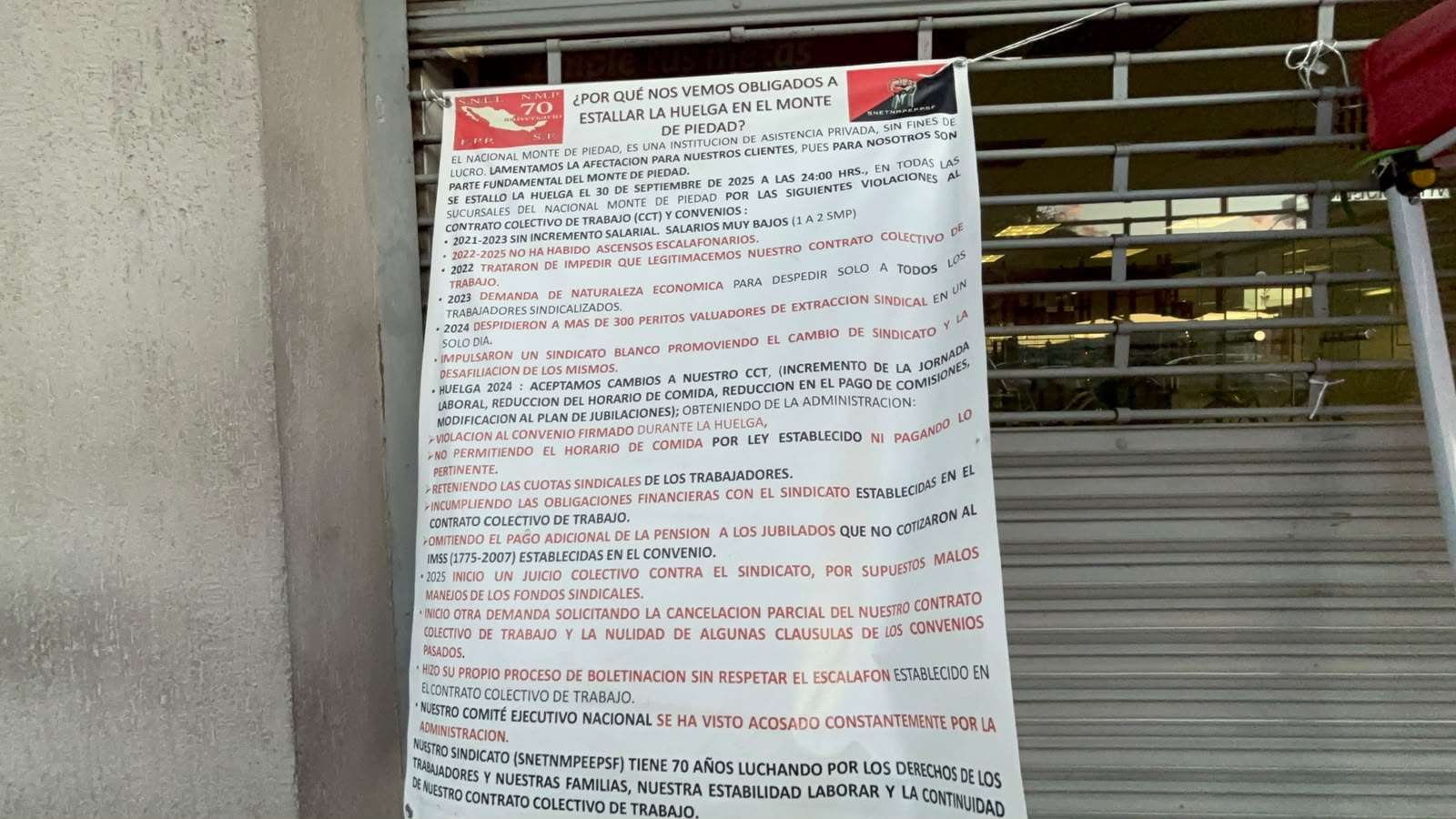 Concluye huelga del Nacional Monte de Piedad tras casi un año