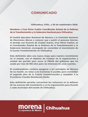 Oficializa Morena a Cruz para encabezar la 4T en Chihuahua
