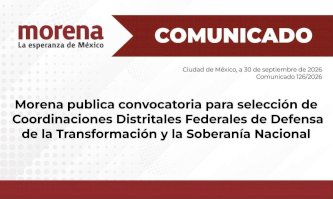 Abre Morena registro para coordinaciones distritales federales